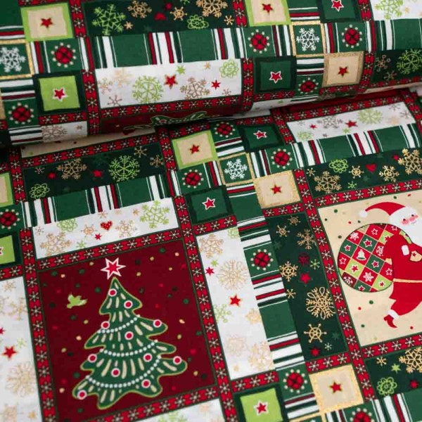 Baumwollwebware X-Mas Patches rot