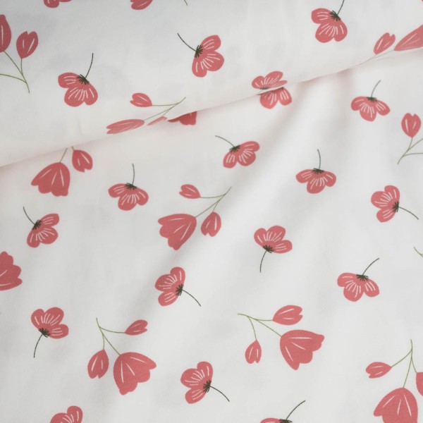 Baumwolljersey Blümchenzweige ecru