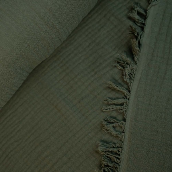 Musselin 4-lagig Fransenbordüre khaki