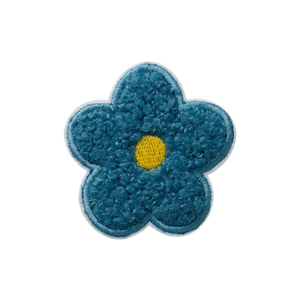 Applikation Blume flauschig blau