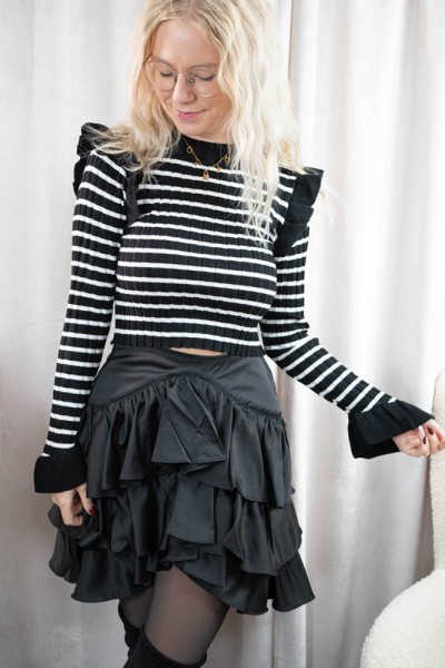 Satin Stufenrock Romy schwarz S