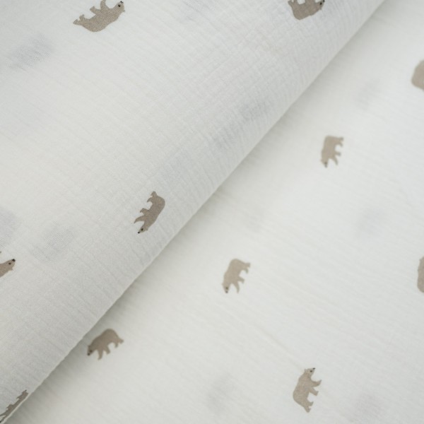 Musselin Double kleiner Eisbär ecru