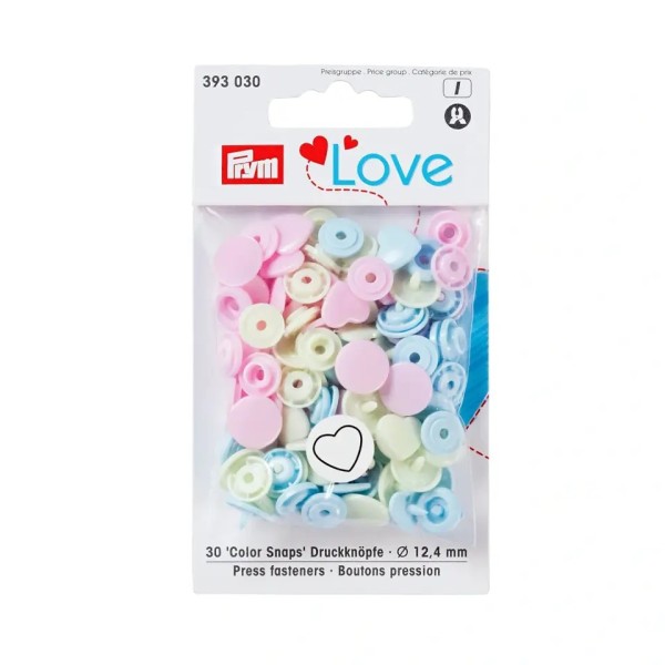 Prym Love Druckknopf "Color Snaps" Herz 12,4mm 30 Stück