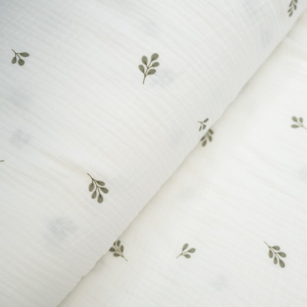 Musselin Double kleine Blätter ecru
