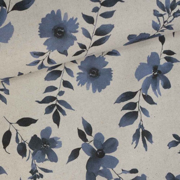Canvas blaue Blumenzweige navy