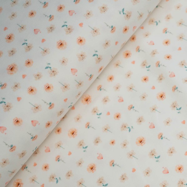 Baumwolljersey kleine Rosen ecru