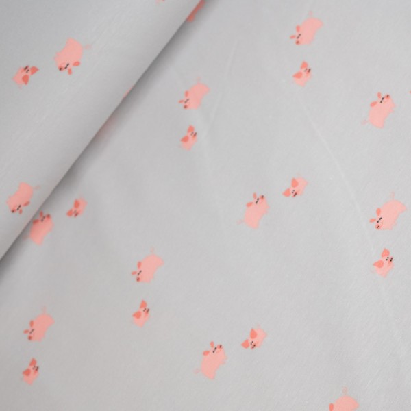 Baumwolljersey kleine Schweinchen hellgrau