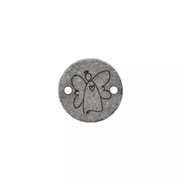 Zierteil Happy Engel mit Herz mittelgrau 15mm