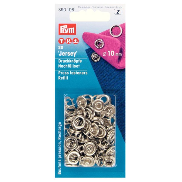 Prym Jersey Druckknöpfe silber-silber 10 mm Nachfüllset