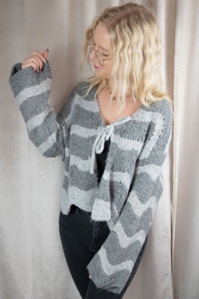 Strick Cardigan Wavey SOFT grau