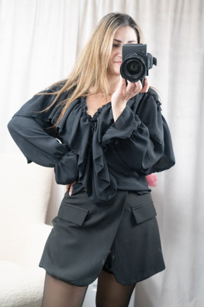 Volant Bluse Vicky schwarz