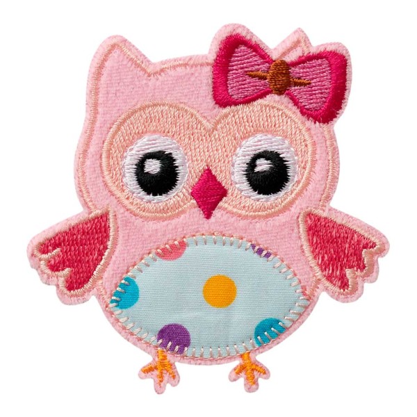 Applikation Eule pink