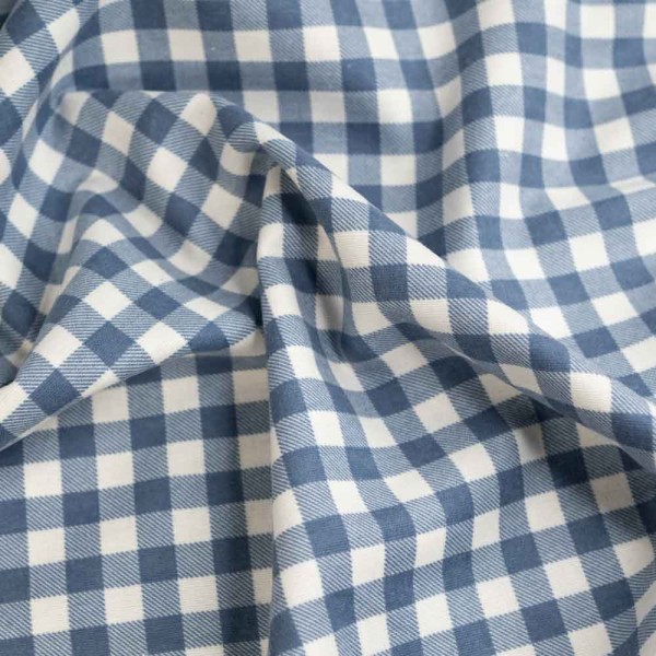 Flanell Baumwolle kleine Karos jeansblau