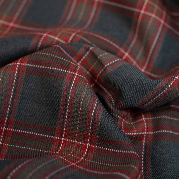 Twill Wool Touch Glenchecks dark navy-bordeaux