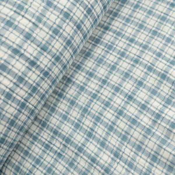 Musselin Double Karo jeansblau