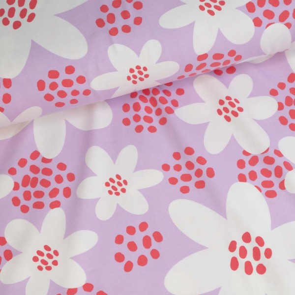 Baumwolljersey große Blume flieder