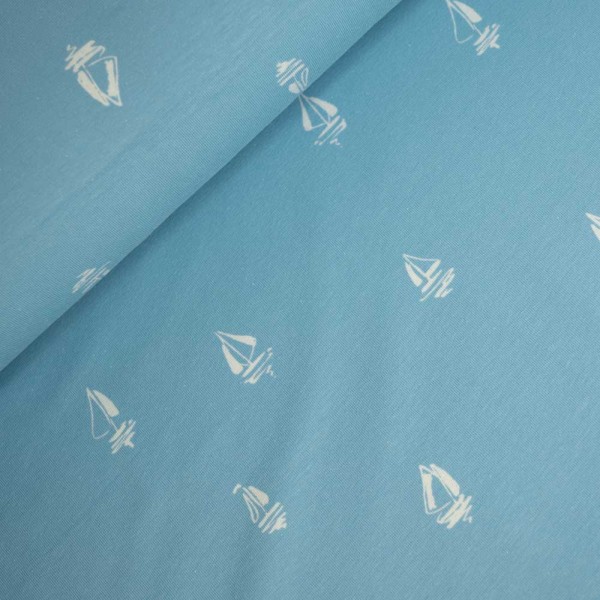 Baumwolljersey Segelschiff hellblau