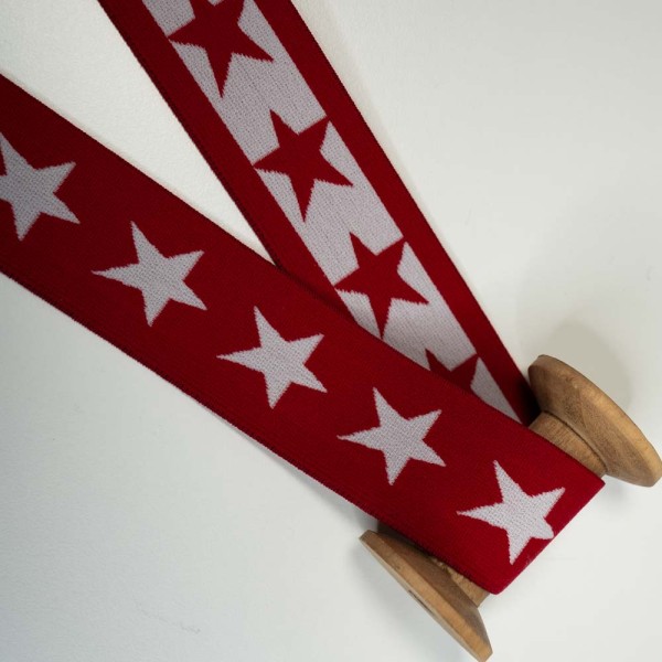 Gummiband Doubleface 40mm Stern rot