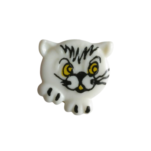 Kinderknopf Freche Katze 20mm weiß