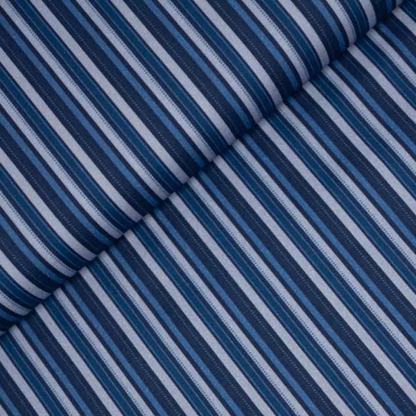 Baumwollwebware kleine Streifen blau