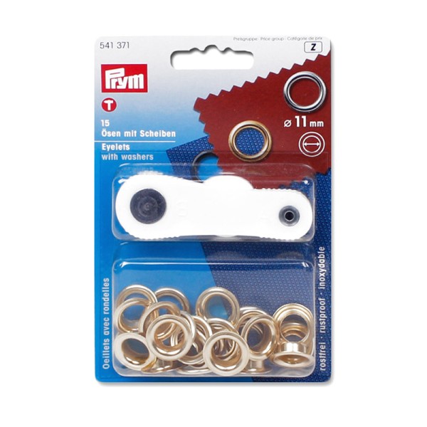 Prym Ösen mit Scheiben gold 11mm inkl. Lochwerkzeug