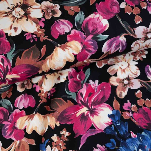 French Terry Sweat Blumenliebe fuchsia