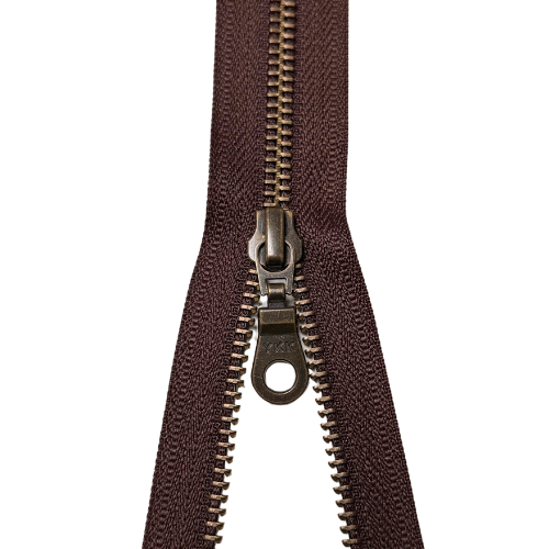 YKK teilbarer Reißverschluss Metall braun