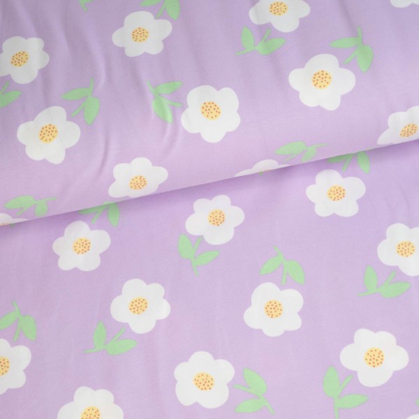 Baumwolljersey Blume flieder