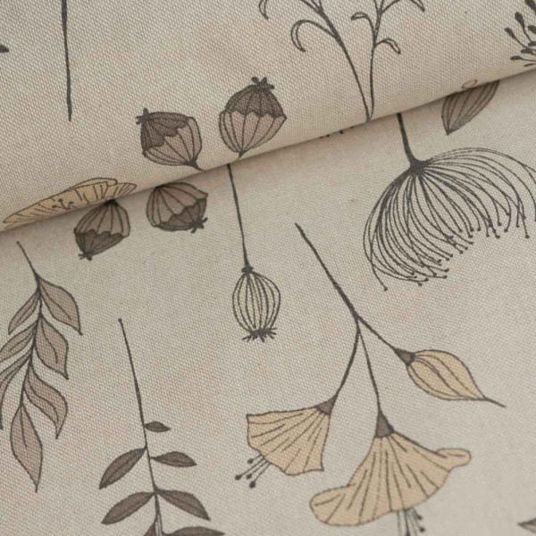 Canvas Blumen beige