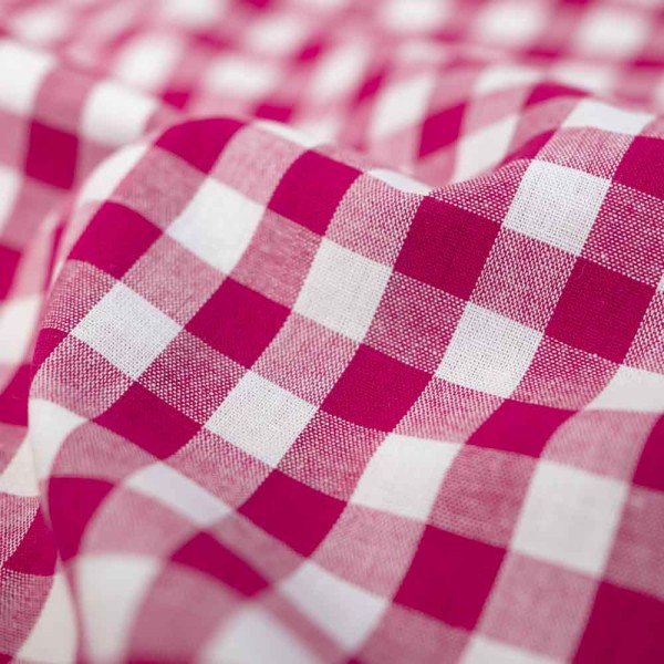 Baumwoll Popeline Karo Groß 8mm pink-beere