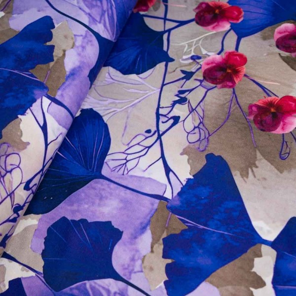 Baumwolljersey Ginko beere dunkel