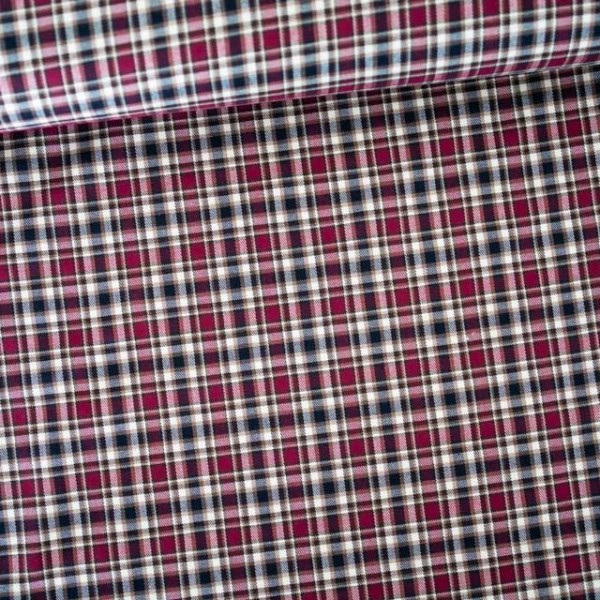 Twill Wool Touch Tartan Check bordeaux-beige