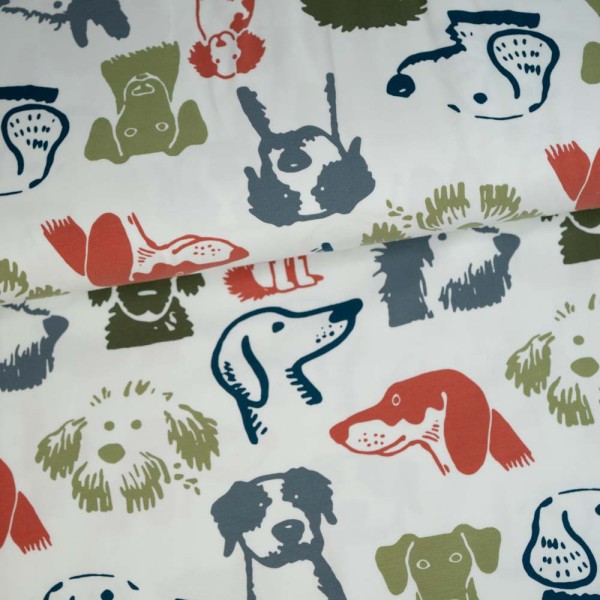Baumwolljersey Hunde ecru