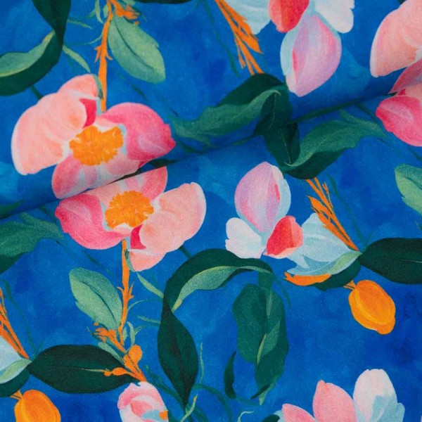 Viskosesatin Stretch Seerose royalblau