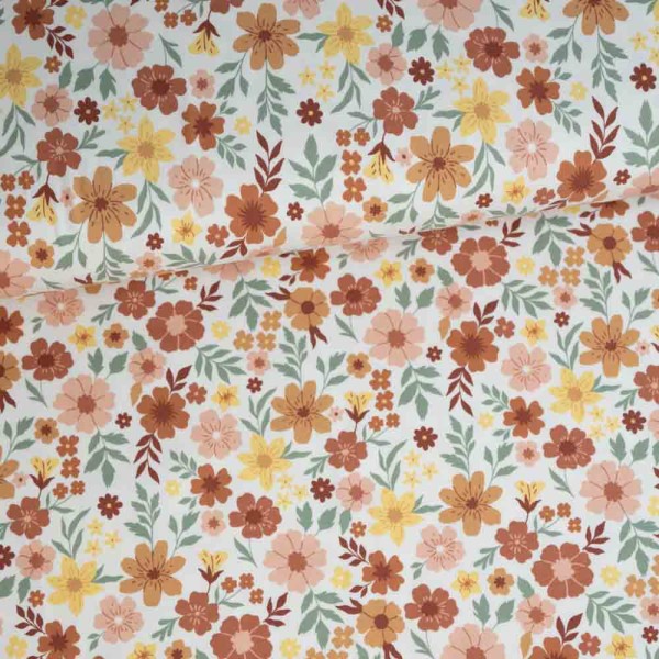 Baumwolljersey Blümchenwiese ecru