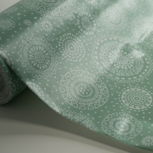 Beschichteter Stoff Mandala dusty mint