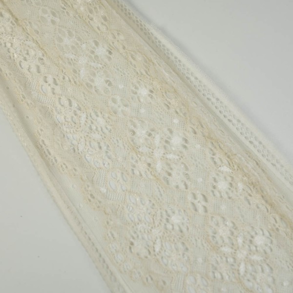 Elastische Spitzenborte 17cm Mosaik ecru