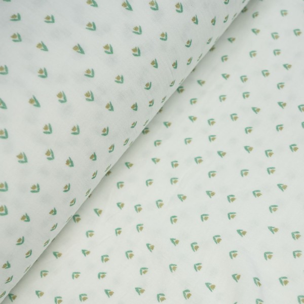 Musselin Double Kleine Tulpe weiß-grün