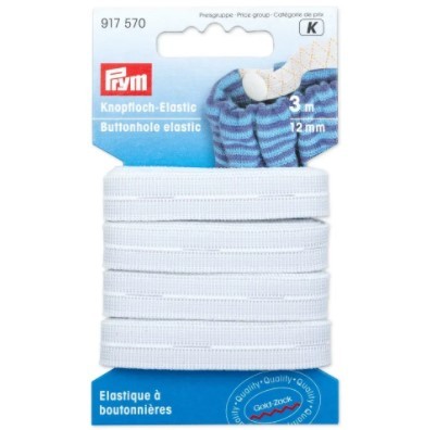 Prym Knopfloch-Elastic 12mm weiß