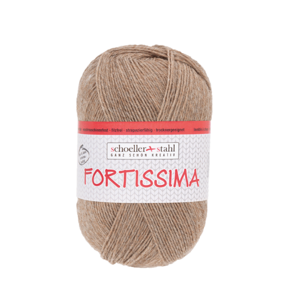 Fortissima 100gr Sockenwolle 4-fädig meliert hellbraun
