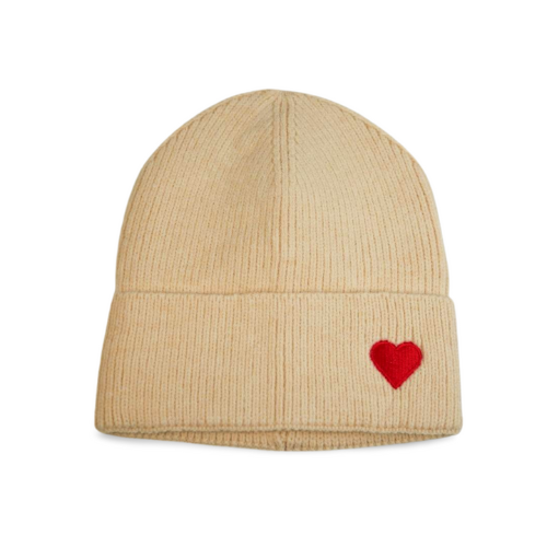 Strickmütze Herz beige