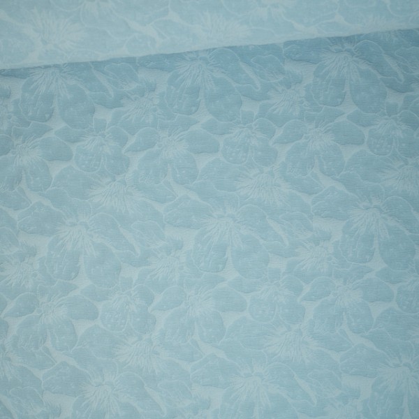 Jacquard Jersey Flowers hellblau