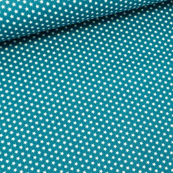 Edle Baumwollwebware Popeline Mini Sterne jeansblau dunkel