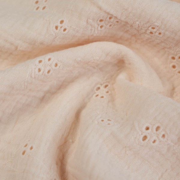 Musselin Double Gauze Blümchen Stickerei ivory
