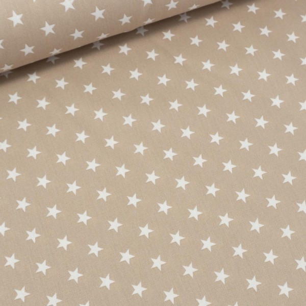 Edle Baumwollwebware Sterne taupe