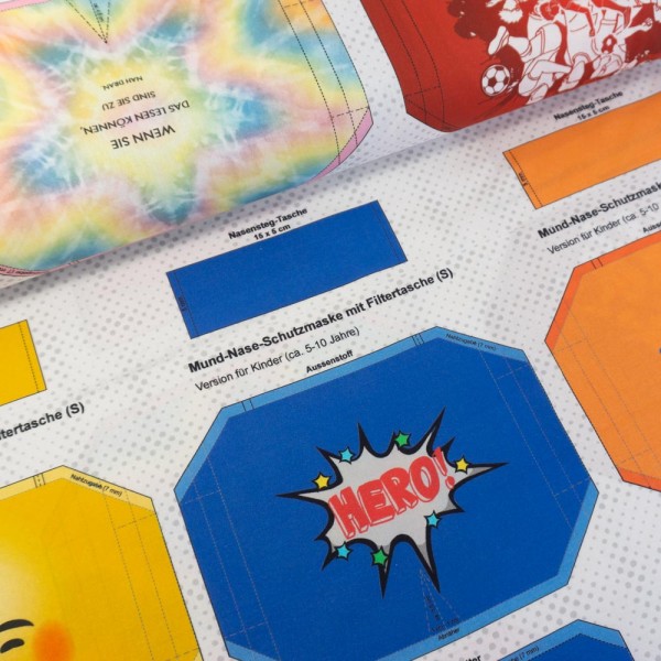 Baumwollwebware Maskenvordrucke 60cm Panel Rainbow/Football