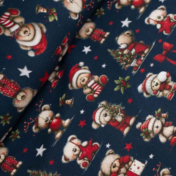 Baumwolljersey X-Mas Teddy dark navy