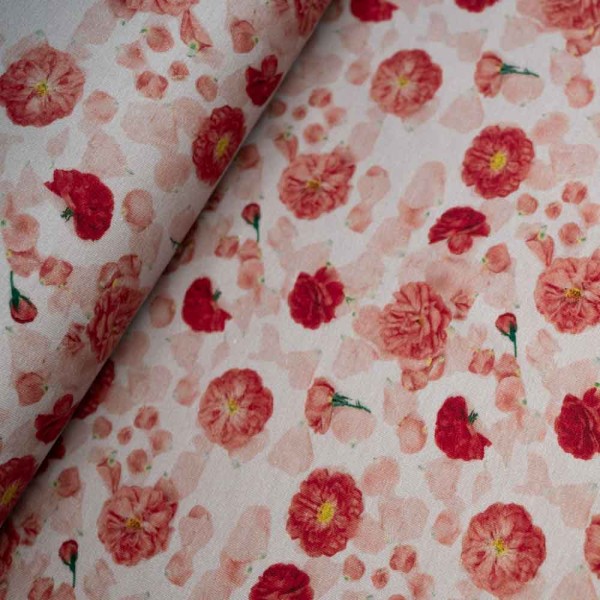 Baumwolljersey zarte Blumen hellbeige