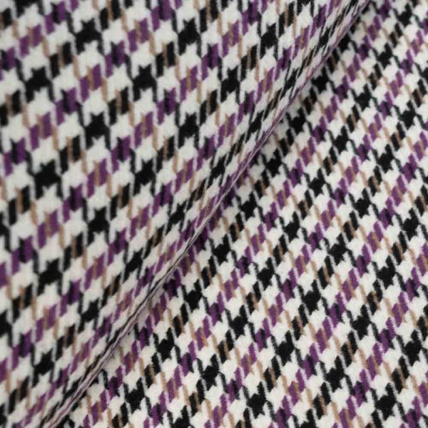 Mantelstoff Tweed Hahnentritt beere