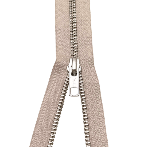 YKK teilbarer Reißverschluss Metall hellbeige 80cm